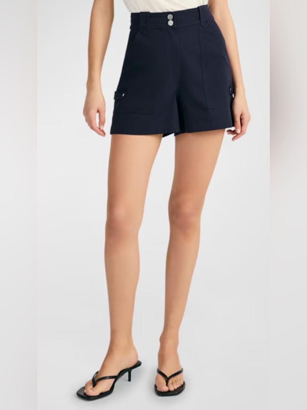 Derek Lam 10 Crosby Franci Utility Shorts Navy (2) $298 Rt